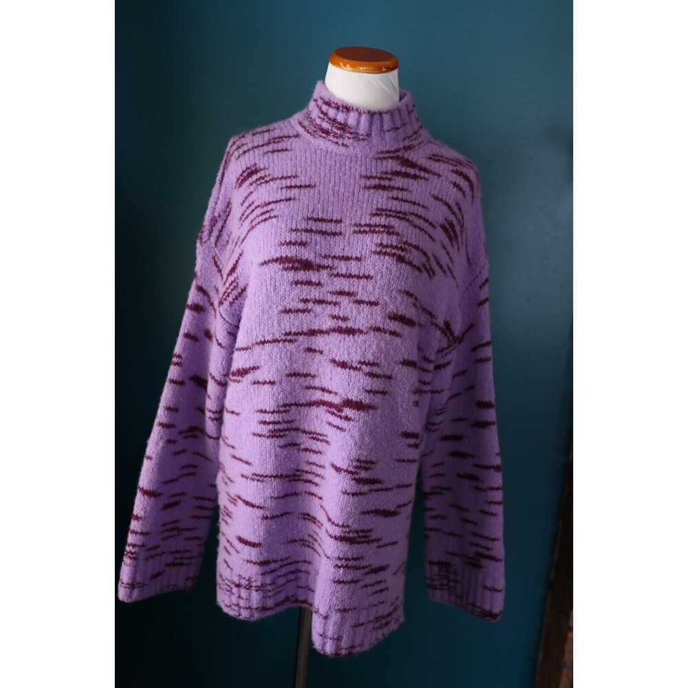 Samsoe Samsoe Celeste Mock Neck Wool Blend Oversize Purple Sweater XXS